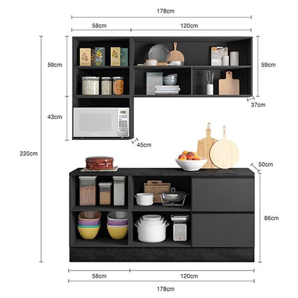 Imagem de Cozinha 5 peças Ambiente Etna Grafite  Poliman