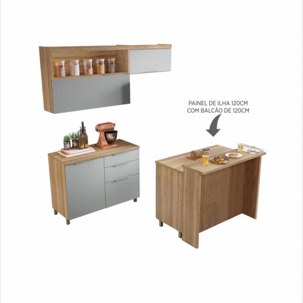 Cozinha 5 Peças Nesher Marquesa Gourmet Ripado 100 Mdf Imagem de Cozinha 5 Peças Nesher Marquesa Gourmet Ripado 100 Mdf