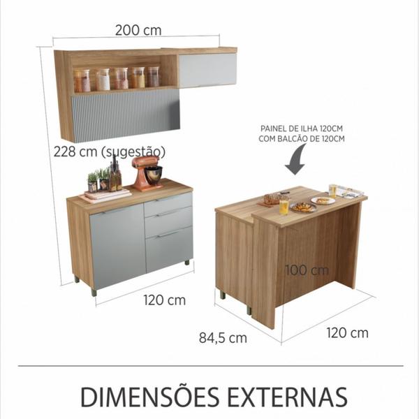 Cozinha 5 Peças Nesher Marquesa Gourmet Ripado 100 Mdf Imagem de Cozinha 5 Peças Nesher Marquesa Gourmet Ripado 100 Mdf