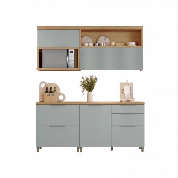 Cozinha 5 Peças Nesher Marquesa Gourmet Ripado 100 Mdf Imagem de Cozinha 5 Peças Nesher Marquesa Gourmet Ripado 100 Mdf