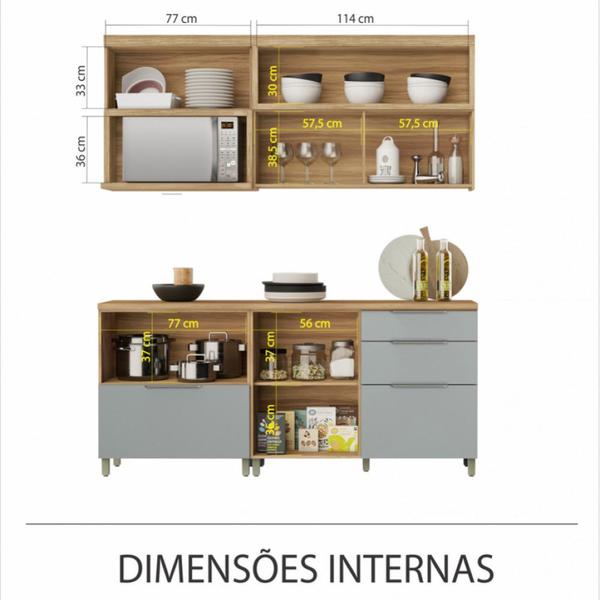 Cozinha 5 Peças Nesher Marquesa Gourmet Ripado 100 Mdf Imagem de Cozinha 5 Peças Nesher Marquesa Gourmet Ripado 100 Mdf