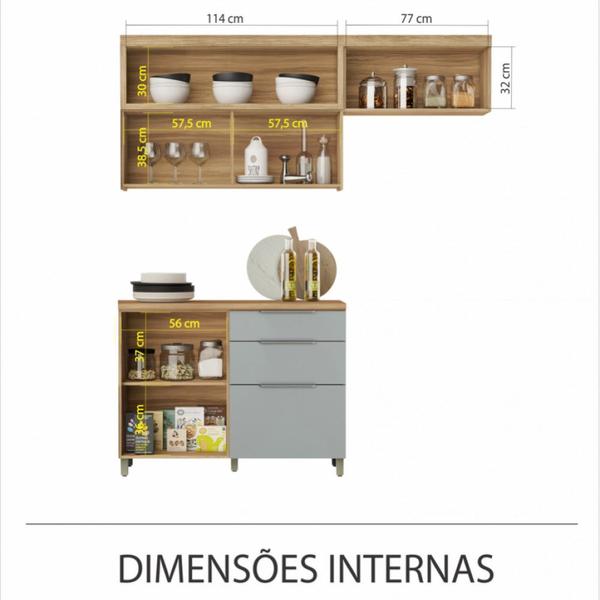Cozinha 5 Peças Nesher Marquesa Gourmet Ripado 100 Mdf Imagem de Cozinha 5 Peças Nesher Marquesa Gourmet Ripado 100 Mdf