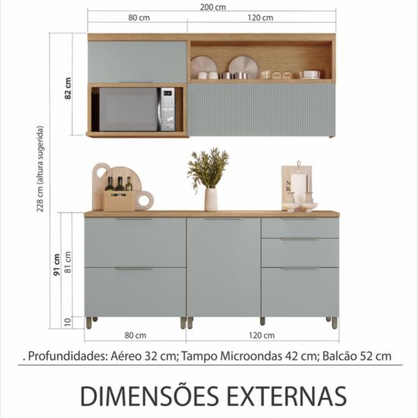 Cozinha 5 Peças Nesher Marquesa Gourmet Ripado 100 Mdf Imagem de Cozinha 5 Peças Nesher Marquesa Gourmet Ripado 100 Mdf