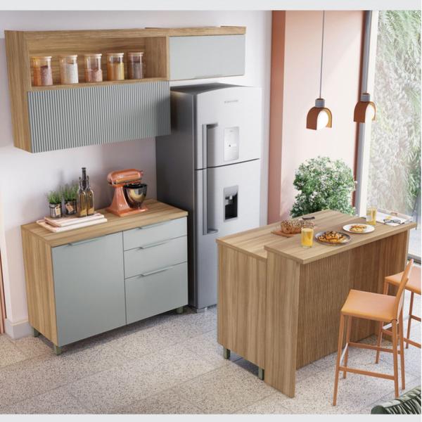 Cozinha 5 Peças Nesher Marquesa Gourmet Ripado 100 Mdf Imagem de Cozinha 5 Peças Nesher Marquesa Gourmet Ripado 100 Mdf