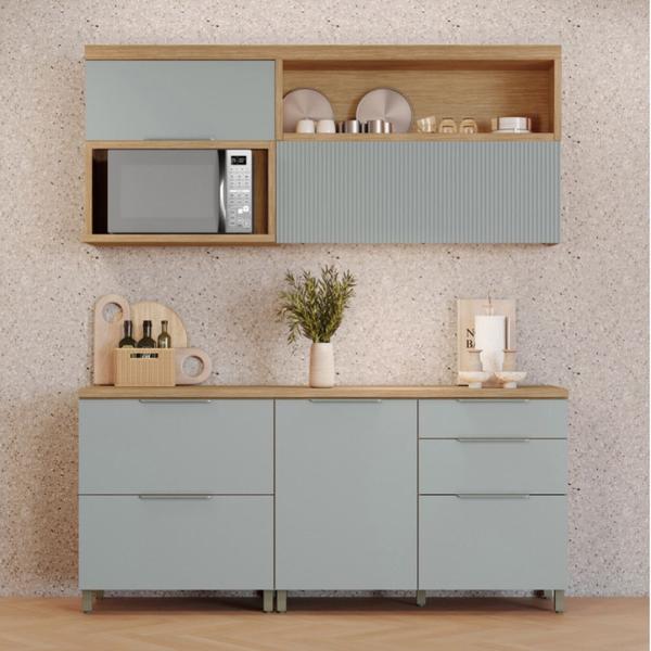 Cozinha 5 Peças Nesher Marquesa Gourmet Ripado 100 Mdf Imagem de Cozinha 5 Peças Nesher Marquesa Gourmet Ripado 100 Mdf