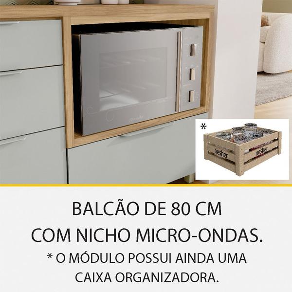 Imagem de Cozinha 6 Peças 4 Portas 7 Gavetas Ripado Painel Ilha Marquesa 100 MDF