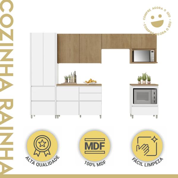 Cozinha 6 Peças 7 Portas 7 Gavetas Nichos Forno Ripado Rainha 100% Mdf - Nesher Móveis Imagem de Cozinha 6 Peças 7 Portas 7 Gavetas Nichos Forno Ripado Rainha 100% Mdf