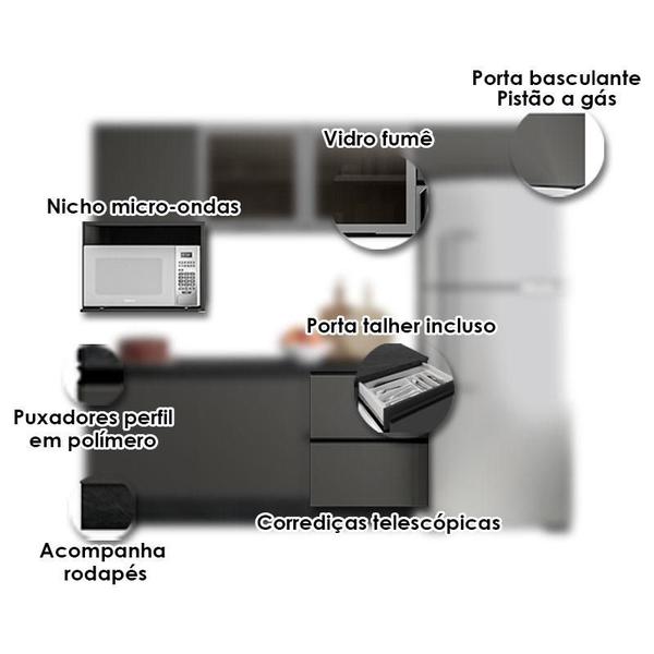 Cozinha 6 Peças Vidro Etna Grafite Poliman Imagem de Cozinha 6 Peças Vidro Etna Grafite Poliman
