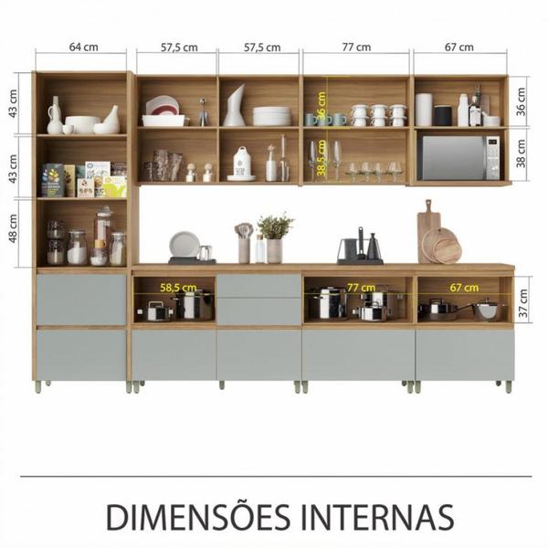 Cozinha 7 Peças Rainha Ripado 100 Mdf - Nesher Imagem de Cozinha 7 Peças Rainha Ripado 100 Mdf - Nesher