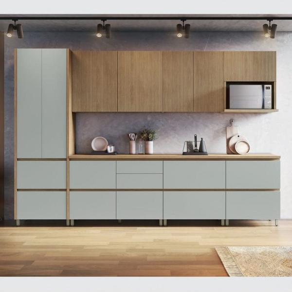 Cozinha 7 Peças Rainha Ripado 100 Mdf - Nesher Imagem de Cozinha 7 Peças Rainha Ripado 100 Mdf - Nesher