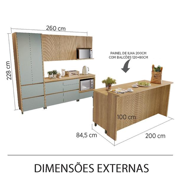 Cozinha 8 Peças 8 Portas 12 Gavetas Forno Micro Ondas Ilha Ripado Rainha 100 MDF - Nesher Imagem de Cozinha 8 Peças 8 Portas 12 Gavetas Forno Micro Ondas Ilha Ripado Rainha 100 MDF