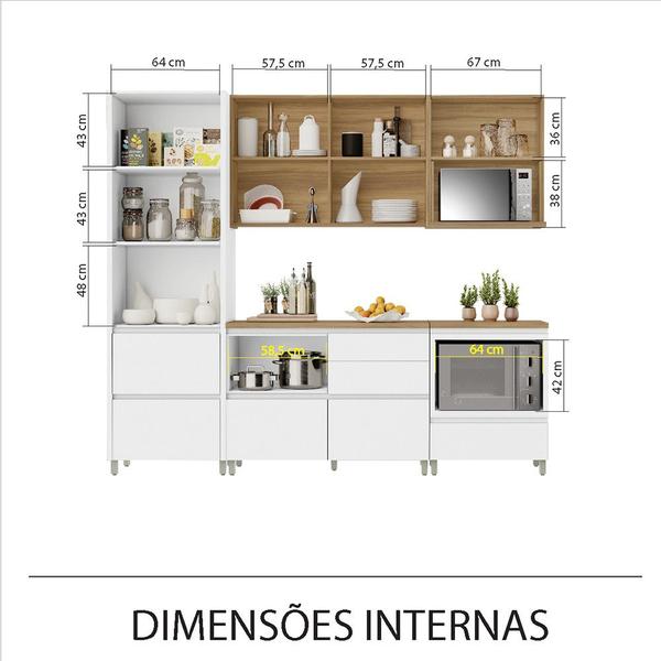 Imagem de Cozinha 8 Peças 8 Portas 12 Gavetas Forno Micro Ondas Ilha Ripado Rainha 100 MDF