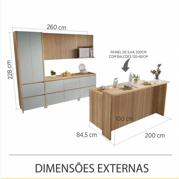 Imagem de Cozinha 8 Peças Nesher Rainha Gourmet Ripado 100 Mdf