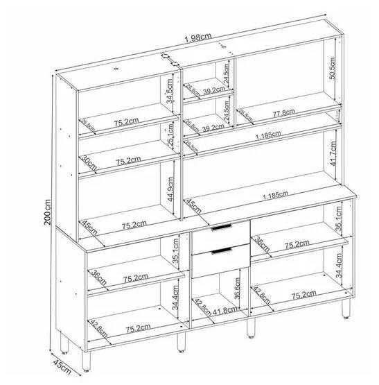 Imagem de Cozinha 8 Portas Compacta Demobile Amora  Amendola / Nude Prime TX  1,98 m 