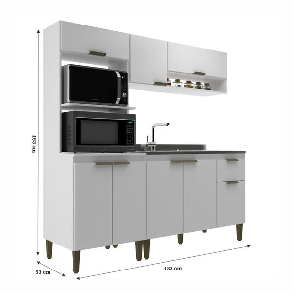 Imagem de Cozinha Alana 3 Pecas Torre Quente 183cm X 193cm X 53cm Branco