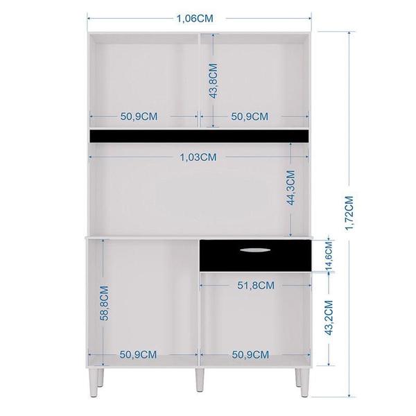 Cozinha Ambiente Kit Cassia 8 Portas Branco Preto - Poquema - Poquema Industria Imagem de Cozinha Ambiente Kit Cassia 8 Portas Branco Preto - Poquema