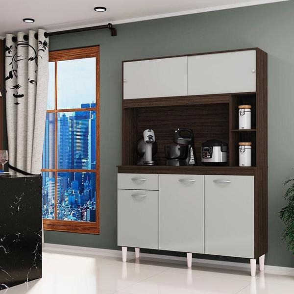 Imagem de Cozinha Ambiente Kit Duda 120 cm Chocolate Off White  Poquema