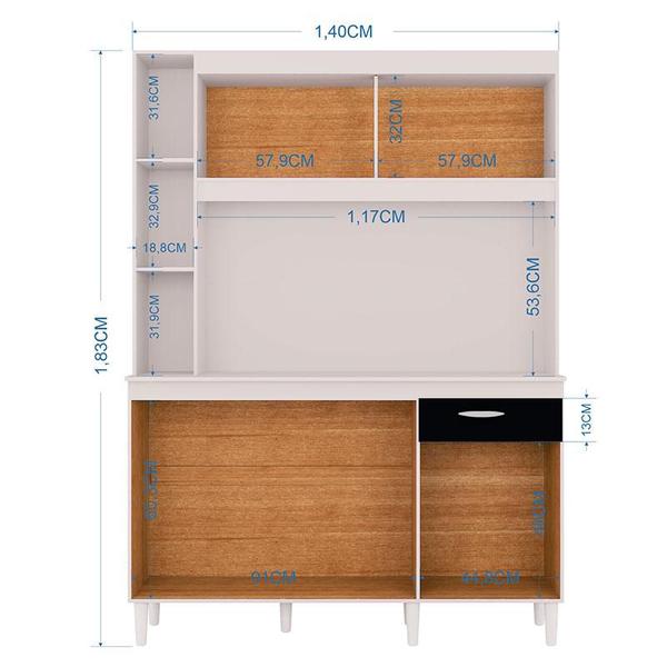 Imagem de Cozinha Ambiente Kit Duda 140 cm Branco Preto - Poquema