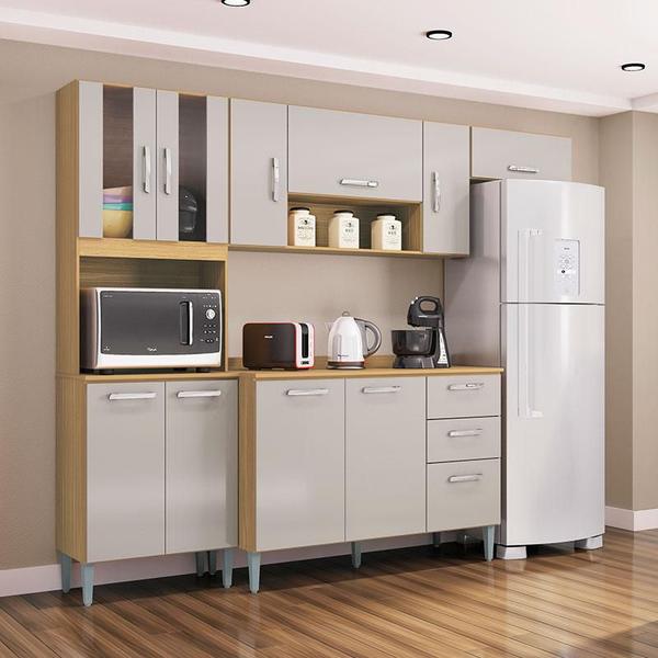 Cozinha Ambiente Lavínia Balcão com Tampo Damasco Off White - Poquema - Poquema Industria Imagem de Cozinha Ambiente Lavínia Balcão com Tampo Damasco Off White - Poquema