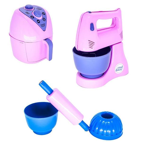 Imagem de Cozinha Brinquedo Menina Eletro Air Fryer Lanche 27 Peças