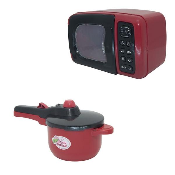 Imagem de Cozinha Brinquedo Vermelho Mercado Jogo Panela Air Fryer 55p