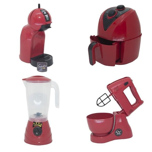 Imagem de Cozinha Brinquedo Vermelho Mercado Jogo Panela Air Fryer 86P