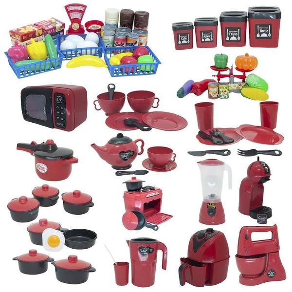 Cozinha Brinquedo Vermelho Mercado Jogo Panela Air Fryer 86P - Altimar Imagem de Cozinha Brinquedo Vermelho Mercado Jogo Panela Air Fryer 86P