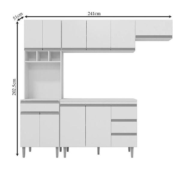 Imagem de Cozinha com Balcão e Tampo 120 cm Andréia Branco Brilho - AJL