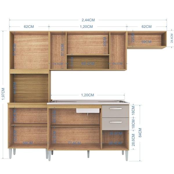 Imagem de Cozinha Com Balcao Sem Tampo 244 cm 506X08 Damasco Off White POQQ