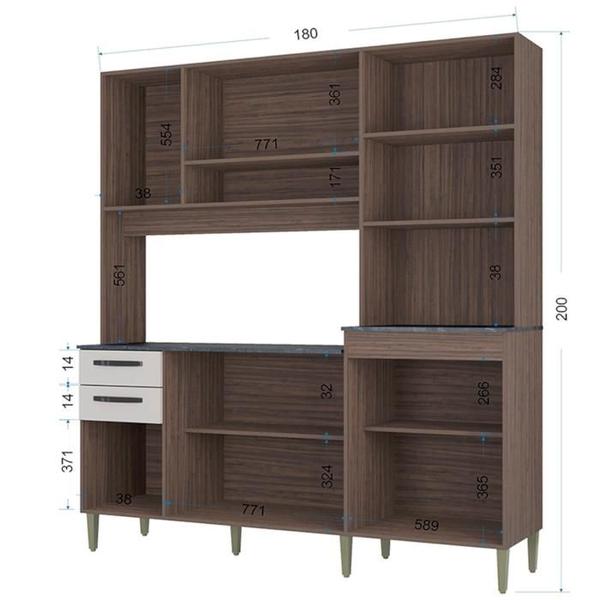 Imagem de Cozinha Compacta 10 portas 185 Chocolate Off White POQQ