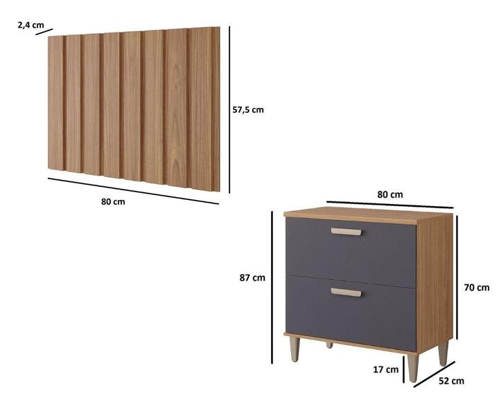 Imagem de Cozinha Compacta 100%Mdf 3 Aéreos 2 Balcões C/ 1 Pt Vidro 1 E Painel Ripado Bella Mgm Freijó/Titanium