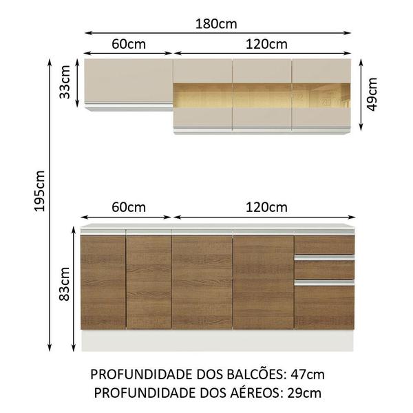 Imagem de Cozinha Compacta 100% MDF Madesa Smart 180 cm Com Balcão e Tampo