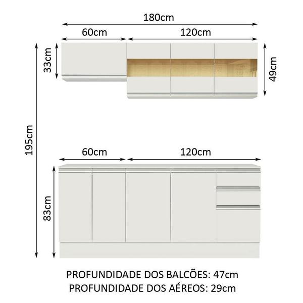 Imagem de Cozinha Compacta 100% MDF Madesa Smart 180 cm Modulada Com Balcão e Tampo