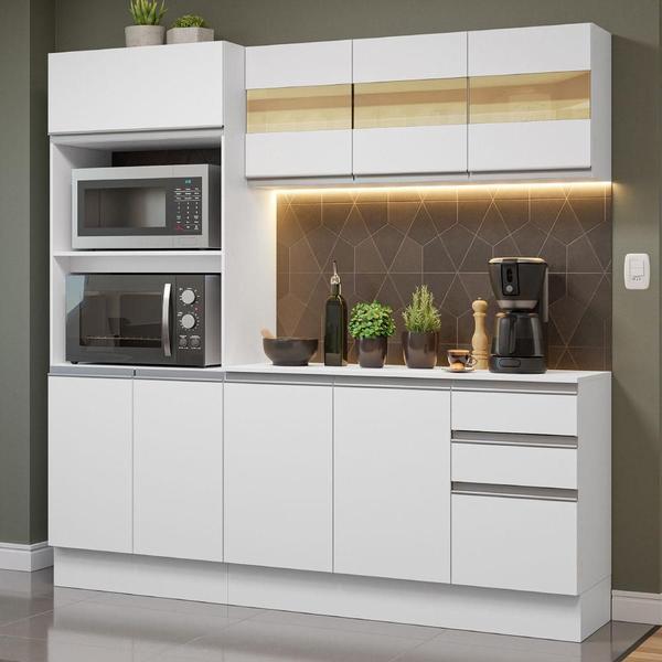 Imagem de Cozinha Compacta 100% MDF Madesa Smart 190 cm Com Armário, Balcão e Tampo