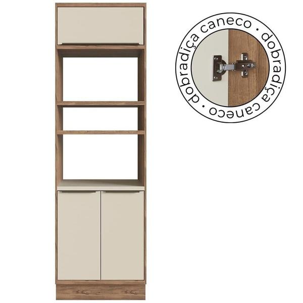 Imagem de Cozinha Compacta 100% MDF Modular Édez Uno, 3 Peças, Off White e Louro Freijo