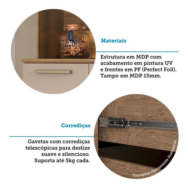 Imagem de Cozinha Compacta 120,30cm 6 Portas e 2 Gavetas com Tampo 351 Luciane Móveis