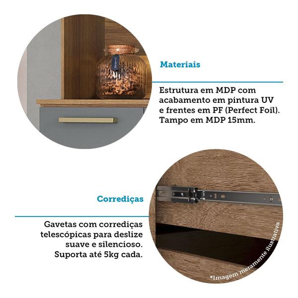 Imagem de Cozinha Compacta 120,30cm 6 Portas e 2 Gavetas com Tampo 351 Luciane Móveis