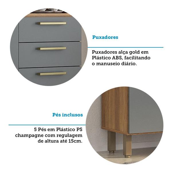 Imagem de Cozinha Compacta 130,70cm 5 Portas e 2 Gavetas com Tampo 352 Luciane Móveis