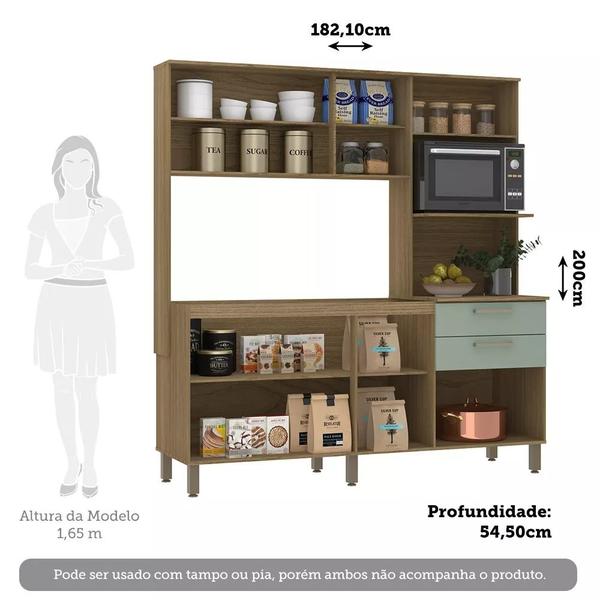 Imagem de Cozinha Compacta 182,10cm 8 Portas e 2 Gavetas sem Tampo sem Fundo 354 Luciane Móveis