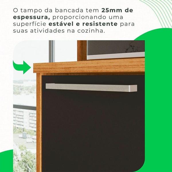 Imagem de Cozinha Compacta 2 Peças 5 Portas 2 Gavetas Paris Sallêto Cinamomo Com Grafite