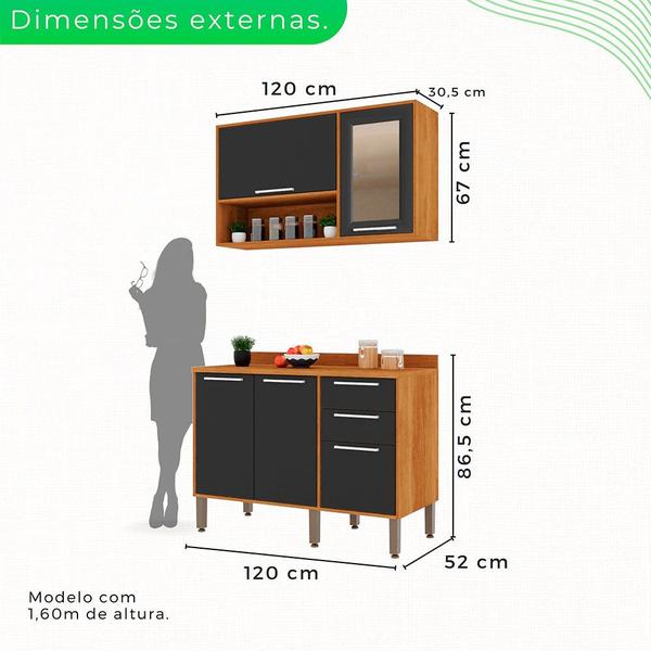 Imagem de Cozinha Compacta 2 Peças 5 Portas 2 Gavetas Paris Sallêto Móveis