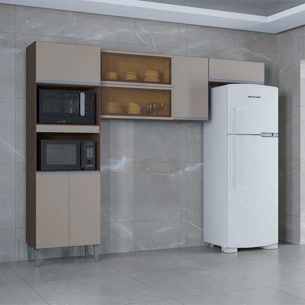 Cozinha Compacta 250 cm Vidro Reflecta 705 Chocolate Off White POQQ - Poquema Imagem de Cozinha Compacta 250 cm Vidro Reflecta 705 Chocolate Off White POQQ
