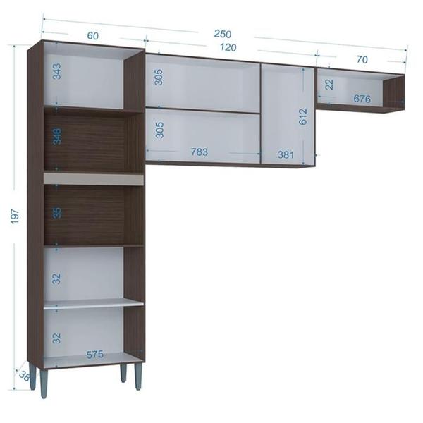 Cozinha Compacta 250 cm Vidro Reflecta 705 Chocolate Off White POQQ - Poquema Imagem de Cozinha Compacta 250 cm Vidro Reflecta 705 Chocolate Off White POQQ