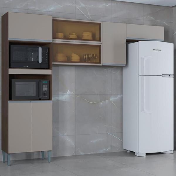 Cozinha Compacta 250 cm Vidro Reflecta 705 Chocolate Off White POQQ - Poquema Imagem de Cozinha Compacta 250 cm Vidro Reflecta 705 Chocolate Off White POQQ