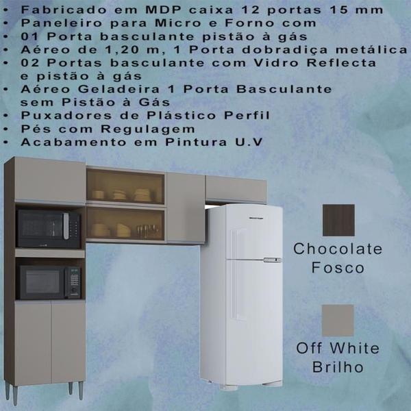 Cozinha Compacta 250 cm Vidro Reflecta 705 Chocolate Off White POQQ - Poquema Imagem de Cozinha Compacta 250 cm Vidro Reflecta 705 Chocolate Off White POQQ