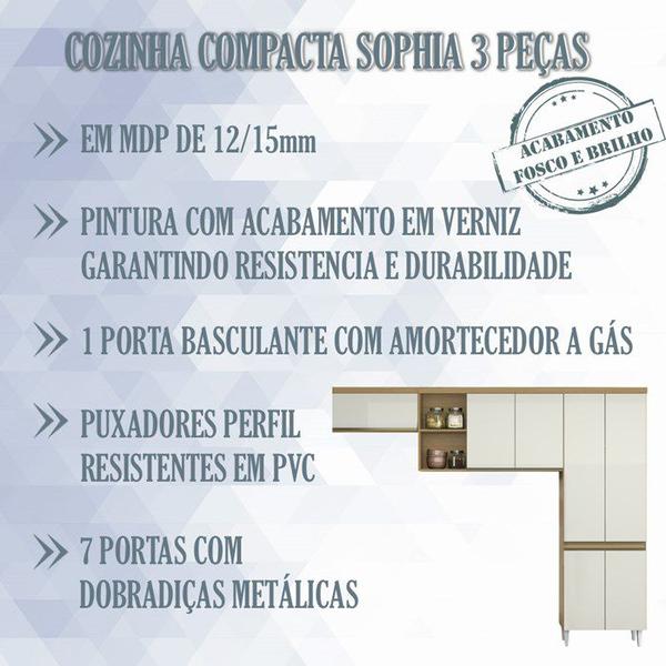 Imagem de Cozinha Compacta 3 Peças 270cm 2012190 Atacama Off White ARMoveis