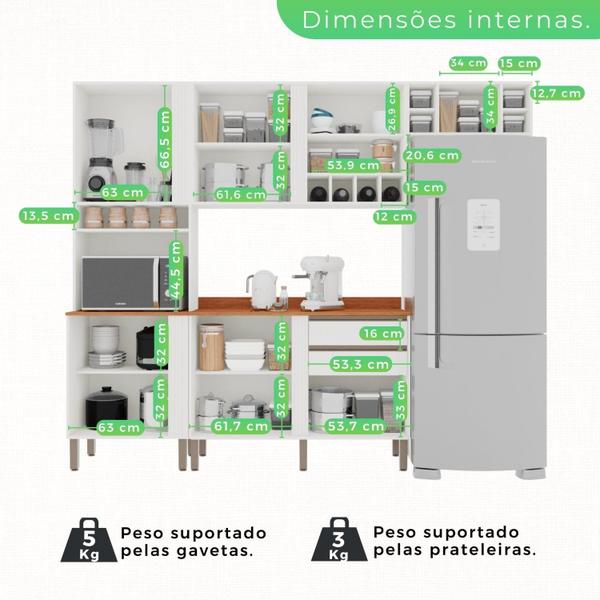 Imagem de Cozinha Compacta 4 Peças 5 Portas 2 Gavetas Pérola