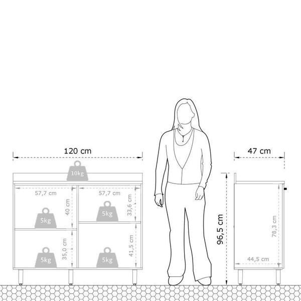 Imagem de Cozinha Compacta 4 Peças 5 Portas 4 Gavetas Evolution Plus Tannat/Branco