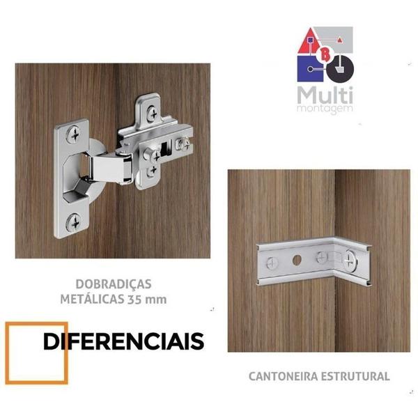 Imagem de Cozinha Compacta 4 Peças 5 Portas 4 Gavetas Evolution Plus Tannat/Legno Crema