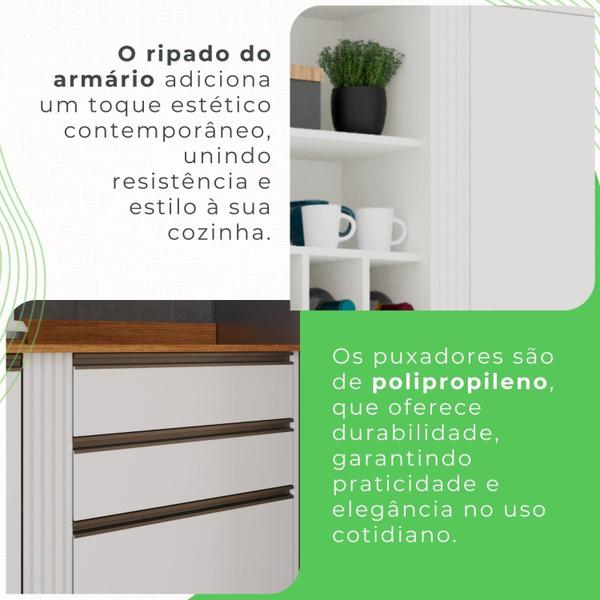 Cozinha Compacta 4 Peças 6 Portas 4 Gavetas Pérola - Sallêto Móveis Imagem de Cozinha Compacta 4 Peças 6 Portas 4 Gavetas Pérola